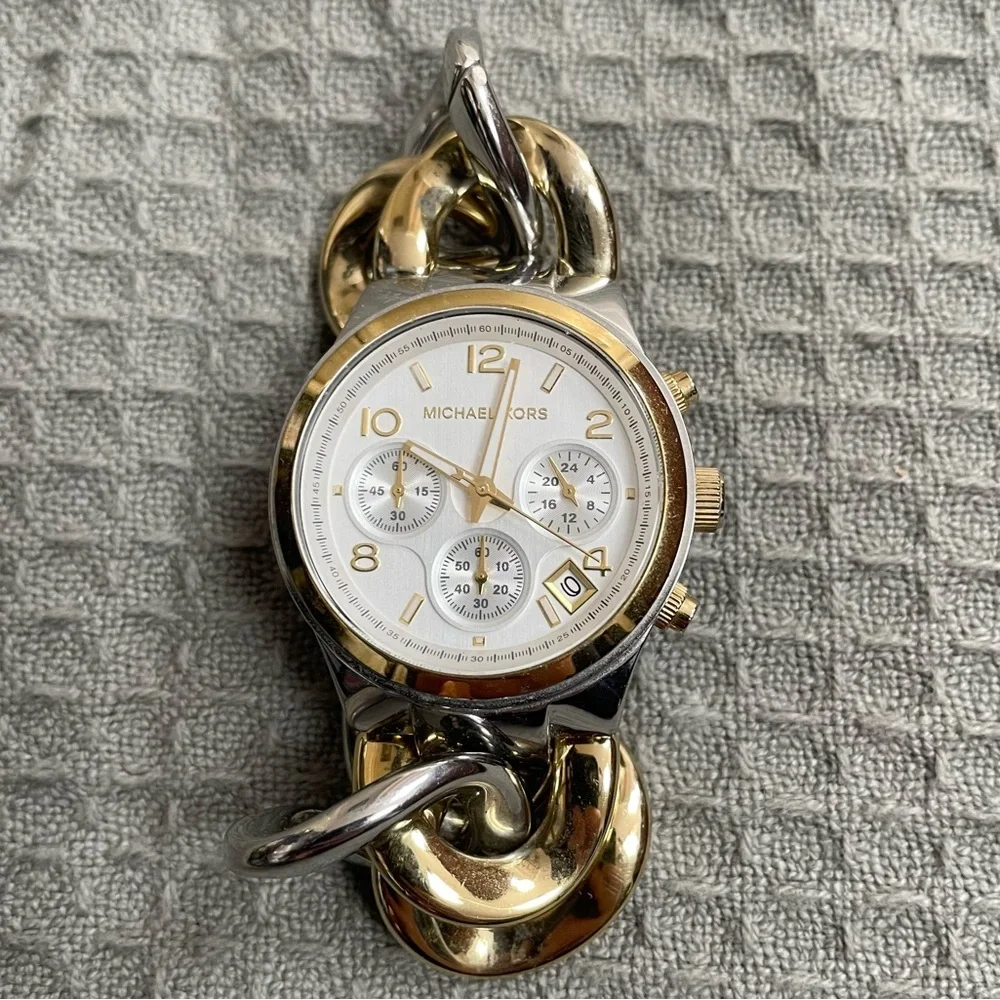 Michael Kors Runway Watch Womens Two Tone Stainless Steel